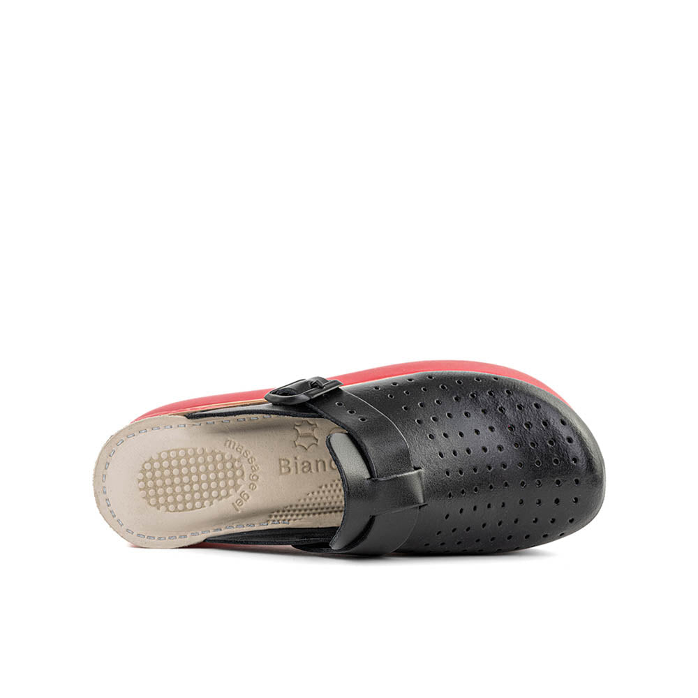 Black-Red Leather Clogs – Natural Comfort & Everyday Support