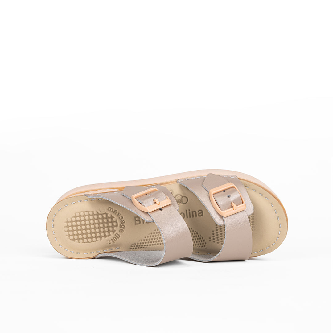 Pearl Leather Clogs - Open Toe - Natural Comfort & Everyday Support